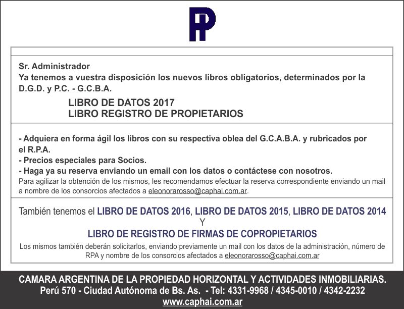 Cmara Argentina de Propiedad Horizontal y Actividades Inmobiliarias