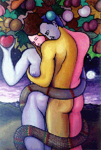 Adán y Eva - Autor: Julio García (oleo/lienzo 78x92 cm)
