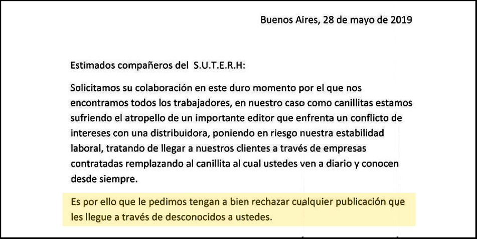 Claudio Garca de Rivas: "Es una medida peligrosa: enfrenta al trabajador con los consorcistas, lo pone en riesgo ante la ley, perjudica la diversidad informativa y no ayuda a la causa de los canillitas".