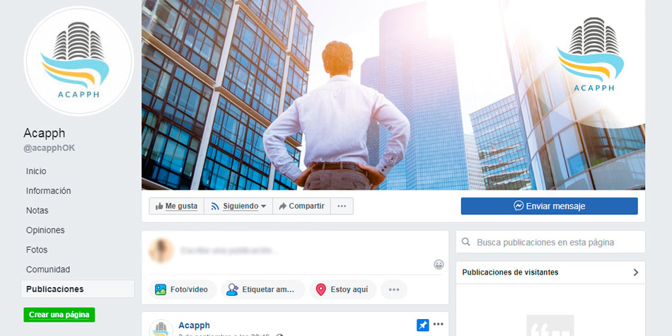 Pgina Facebook de la nueva entidad de administradores.