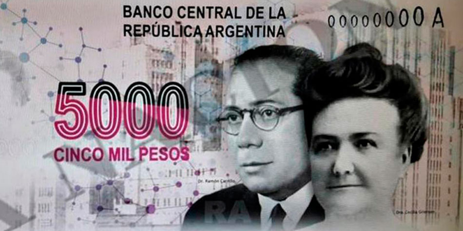 El billete de 5 mil pesos que motiv la denuncia y comenz la polmica.