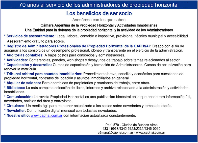 Cámara Argentina de Propiedad Horizontal y Actividades Inmobiliarias.