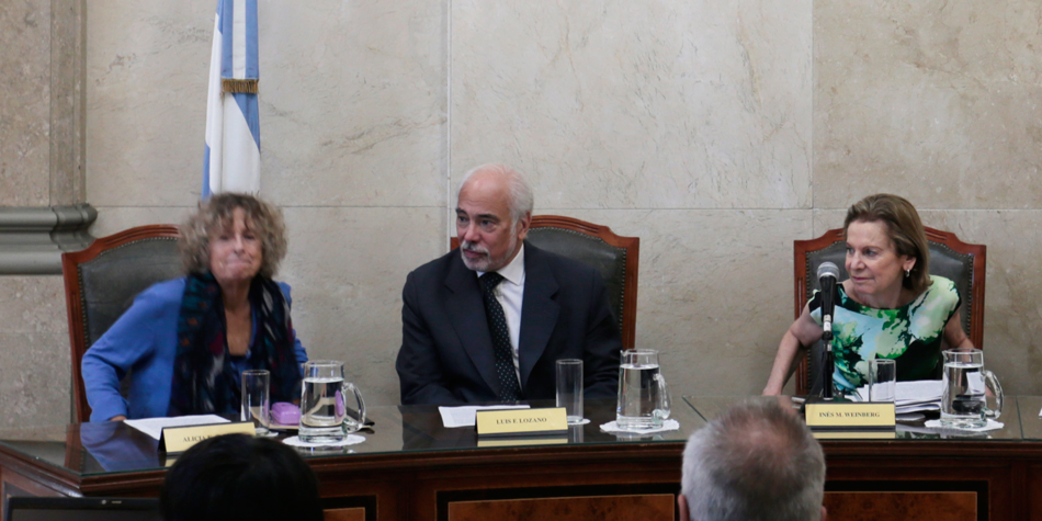 Audiencia del TSJ. En la foto de Izq. a Der.: Alicia Enriqueta Carmen Ruiz, Luis Francisco Lozano y Ins Mnica Weinberg [Foto archivo Pequeas Noticias].