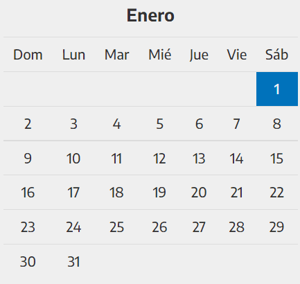 Calendario Enero