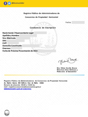 Cerificado de las DDJJ del administrador