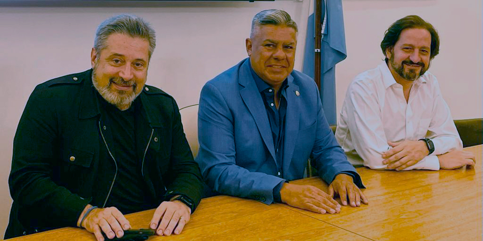 Santa Mara, Claudio Tapia y Pablo Iacoviello [Foto Twitter de la AFA]