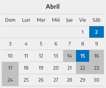 Calendario Abril