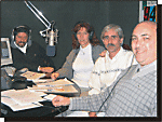El periodista Claudio García de Rivas, la Dra. Diana Sevitz, el Adm. Jorge Ferrera y el Cr. Norberto Wilinski durante la emisión del programa "Hablemos de Consorcios"