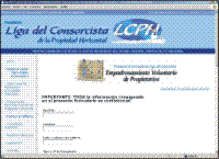 Formulario en el sitio de la Liga del Consorcista de la Propiedad Horizontal