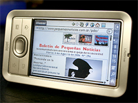 Pequeas Noticias en una Palm LiveDrive 4 Giga con coneccin a Internet mediante Wi-Fi.