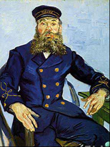 Cartero Roulin. Oleo Neo-Impresionista sobre lienzode de Vincent Van Gogh (1888).