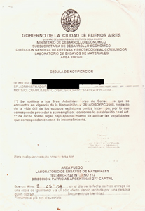 Una de las cdulas de notificacin que la ciudad comenz a distribuir. Segn un operador privado se debern reemplazar medio milln de matafuegos.