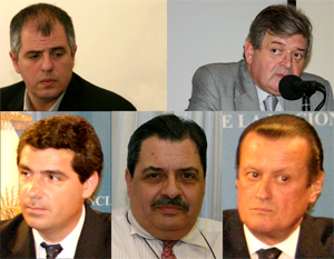 De arriba a abajo e izq. a der.: Adrin Hilarza, Jorge Hernndez, Juan Manuel Acosta y Lara, Daniel Tocco y Osvaldo Emilio Primavesi.