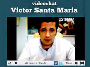 Vctor Santa Mara durante una conferencia de videochat con personas de todo el pas.