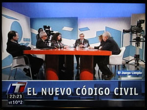 Cinco representantes de la comunidad consorcial con Nelson Castro en el programa Juego Limpio.