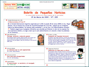 Boletn de Pequeas Noticias del 29 de marzo de 2004.