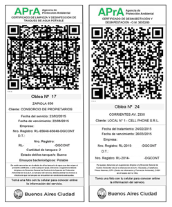 Izq.: Oblea de Limpieza y Desinfeccin de Tanques de Agua Potable. Der.: Oblea de Desinsectacin y Desinfestacin.