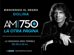 Anuncio del comienzo de programa diario de Alejandro Dolina en la AM 750 a partir del viernes 11.